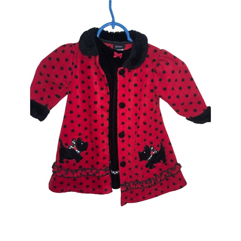 Toddler 18 Month Christmas Dress & Coat Cover Red/ Black